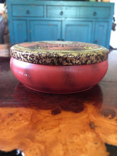 Load image into Gallery viewer, Vintage Daher Tin Fascination Face Powder Round Red Box Made in England Metal Container Vanity Decor Collector Tin Decorated Ware