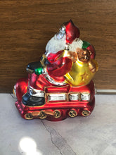 Load image into Gallery viewer, Department 56 Handblown Mercury Glass Santa and Toys on a Train (broken hanger)