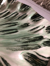 Load image into Gallery viewer, Mid Century Green and White Glazed Pottery Shell Shaped Ashtray, Vintage Extra Large Coffee Table Dish, Cigar Tray, Cigarette Tray