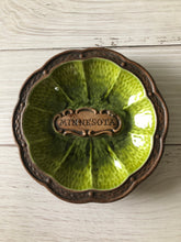 Load image into Gallery viewer, Mid Century Treasure Craft Round Trinket Dish Ashtray Brown Green Minnesota, Drip Glazed Pottery Cigarette Tray
