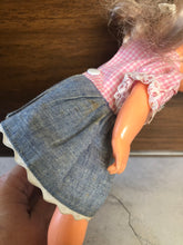 Load image into Gallery viewer, Vintage Playmates Precious Playmates Poseable Jointed Doll in Levi Dress and Pink Shirt, Vintage Collectible Playmates Doll #6123