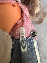 Load image into Gallery viewer, Vintage Playmates Precious Playmates Poseable Jointed Doll in Levi Dress and Pink Shirt, Vintage Collectible Playmates Doll #6123