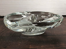Load image into Gallery viewer, Mid Century Modern Thick Hand Blown Three 3 Chamber Crystal Clear Glass Dish from Action International, MCM Heavy Glass Dish