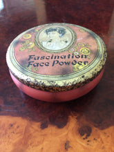 Load image into Gallery viewer, Vintage Daher Tin Fascination Face Powder Round Red Box Made in England Metal Container Vanity Decor Collector Tin Decorated Ware