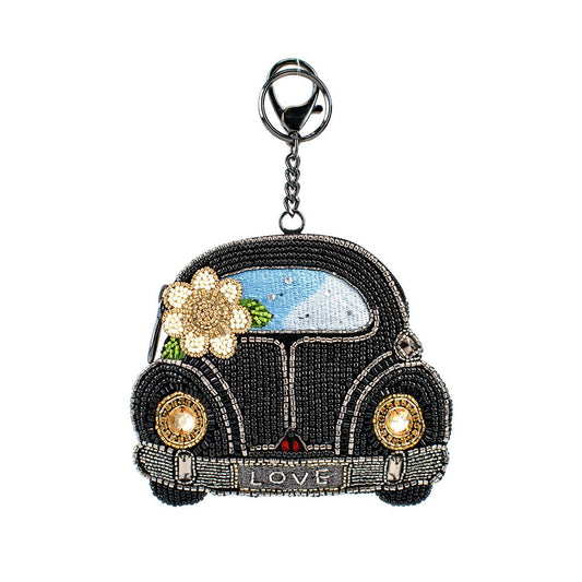Mary Frances Accessories - On the Road Black Car White Flower Coin Purse