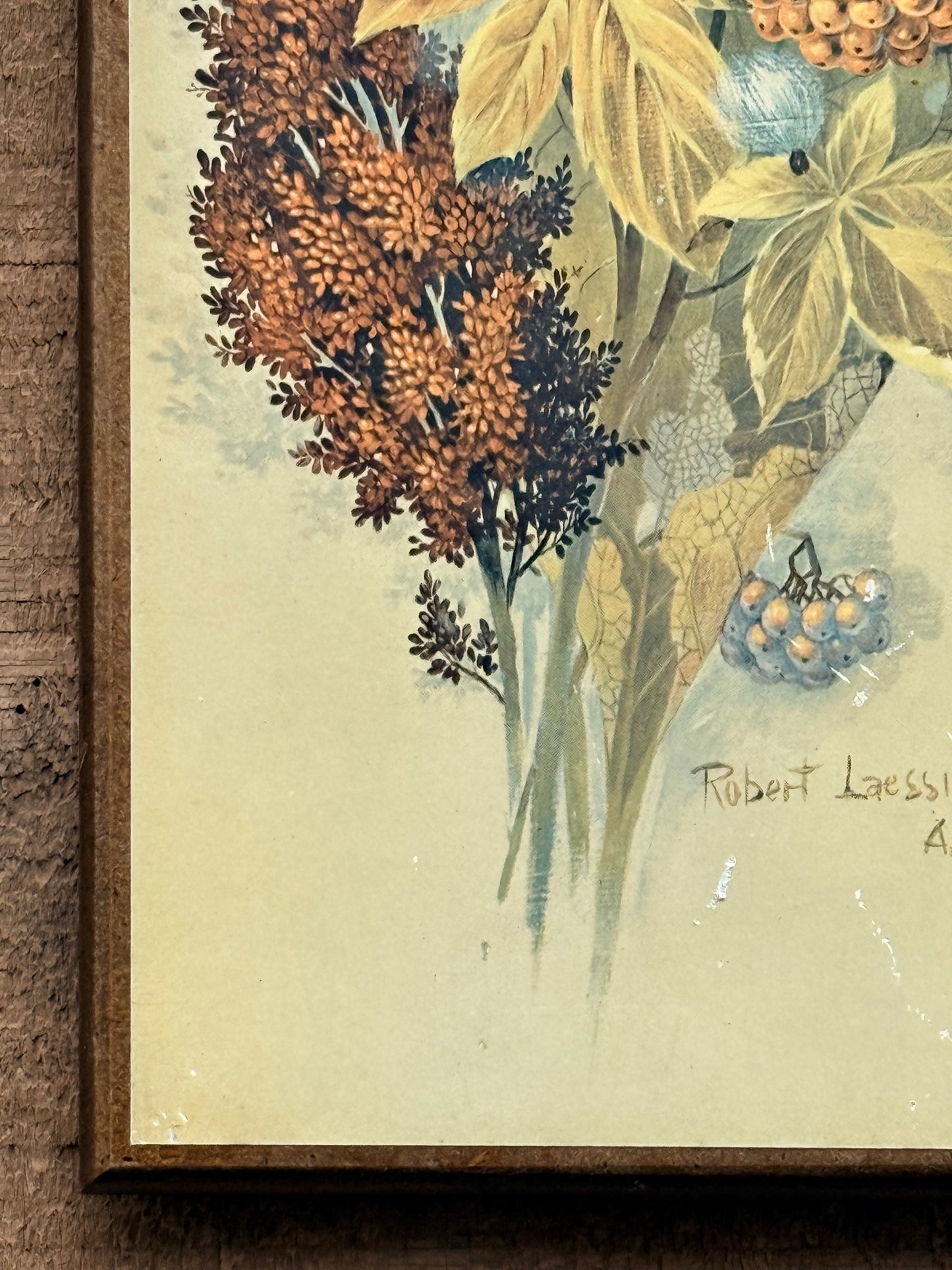Vintage Robert Laessig Milkweed Botanical Wood Panel Print | Mid-Century Floral Wall Art