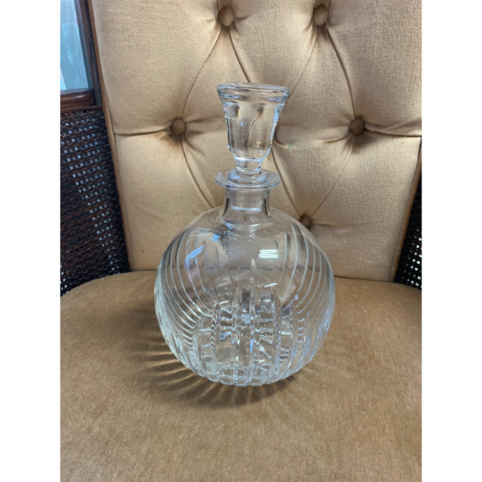 Round Clear Crystal Hand Cut Wine / Cognac Decanter