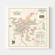 Load image into Gallery viewer, Vintage Map of Spokane Falls, Washington 1890
