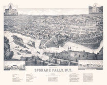 Load image into Gallery viewer, Vintage Map of Spokane Falls, Washington 1884
