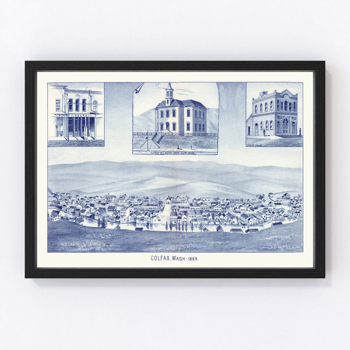 Vintage Map of Colfax, Washington 1889