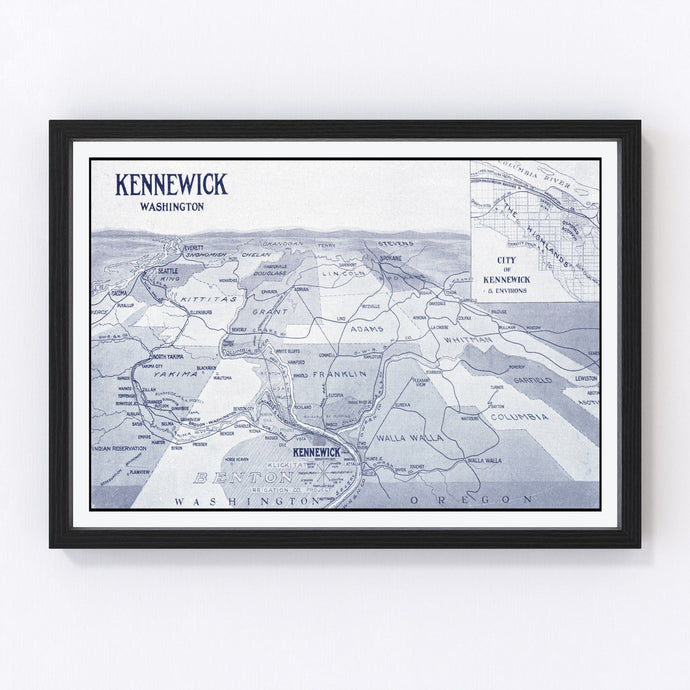 Vintage Map of Kennewick, Washington 1911