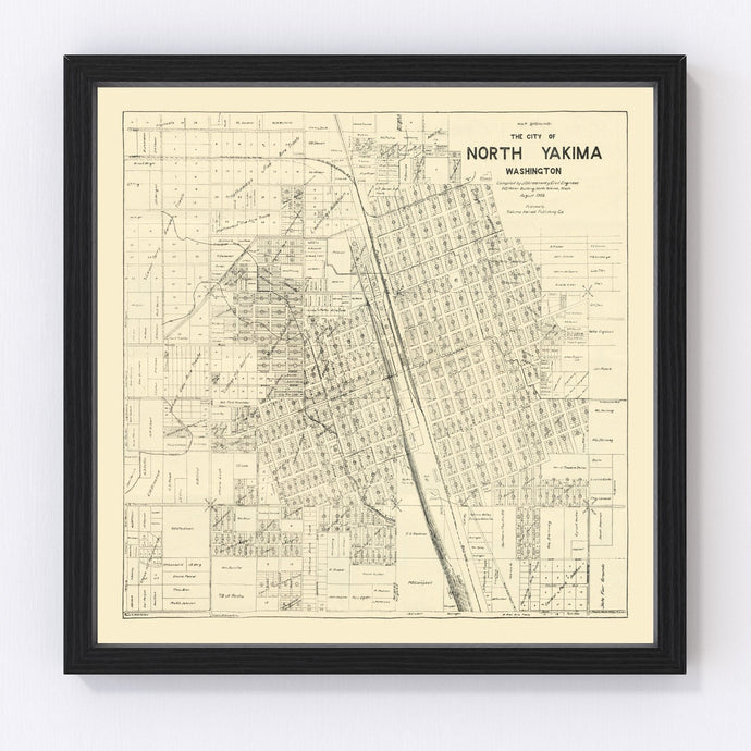 Vintage Map of North Yakima, Washington 1908