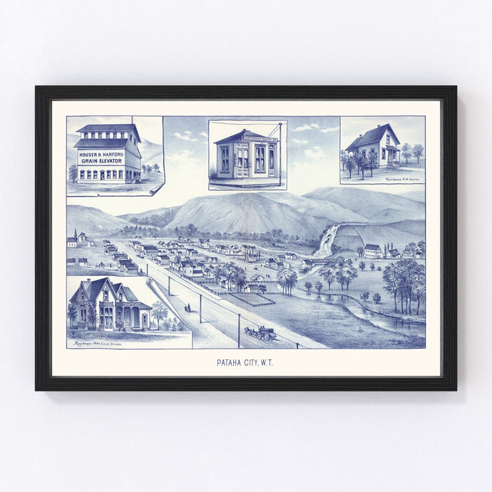 Vintage Map of Pataha City, Washington 1889