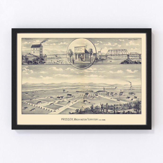 Vintage Map of Prosser, Washington 1889