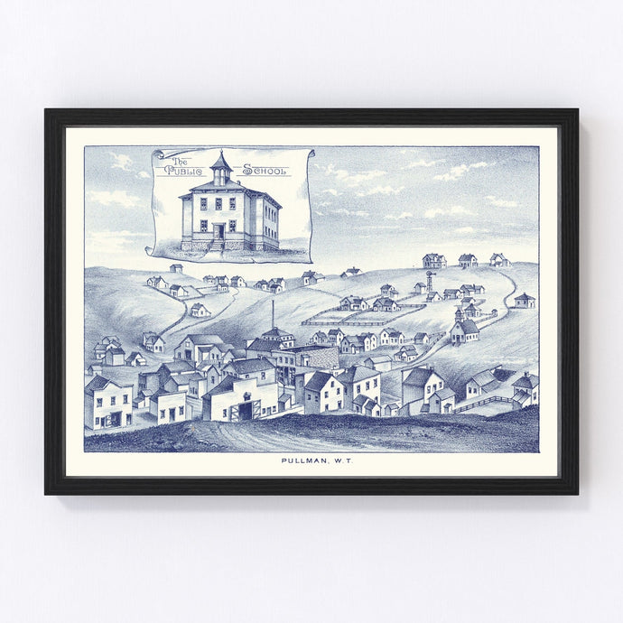 Vintage Map of Pullman, Washington 1889