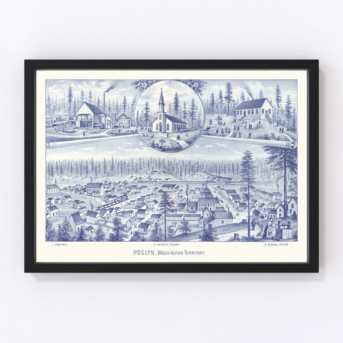 Vintage Map of Roslyn, Washington 1889