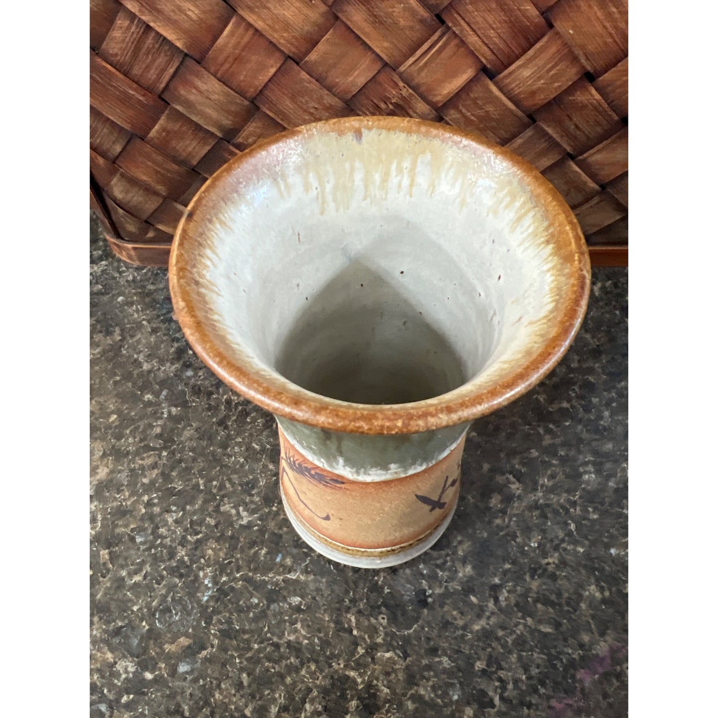 Handmade Studio Pottery Mug or Vase with Wheatgrass and the words Kindness