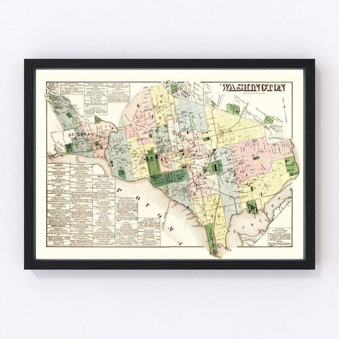 Vintage Map of Washington DC, Washington DC 1879