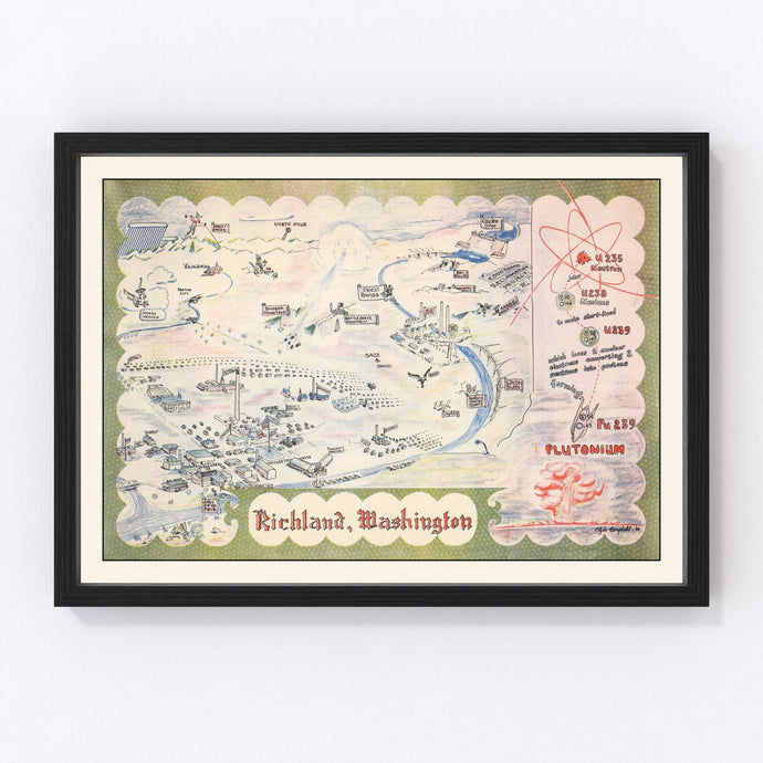 Vintage Map of Richland, Washington 1946