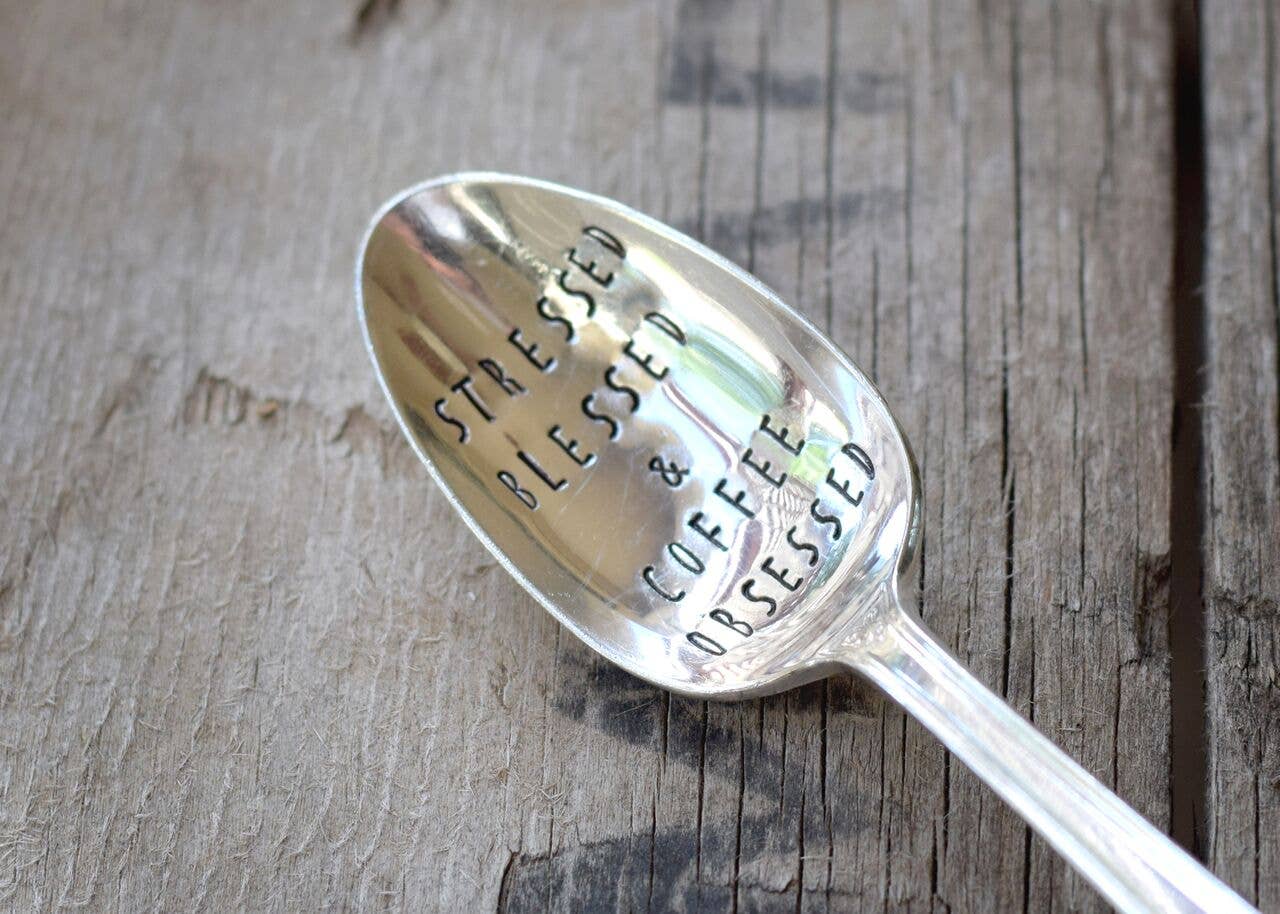 Pumpernickel and Wry - Stressed Blessed & Coffee Obsessed Teaspoon