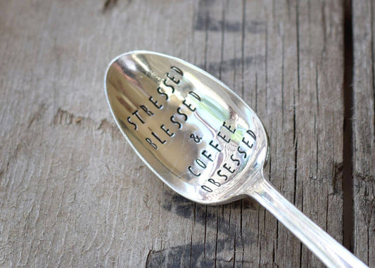 Pumpernickel and Wry - Stressed Blessed & Coffee Obsessed Teaspoon