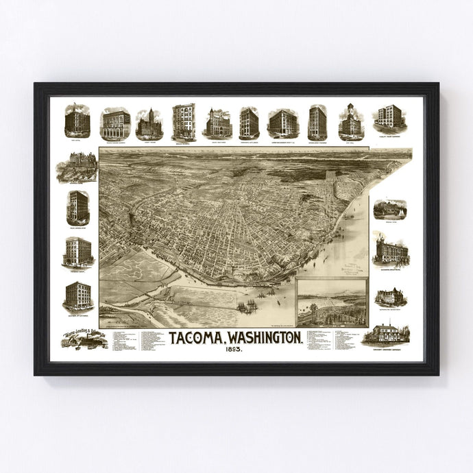Vintage Map of Tacoma, Washington 1893