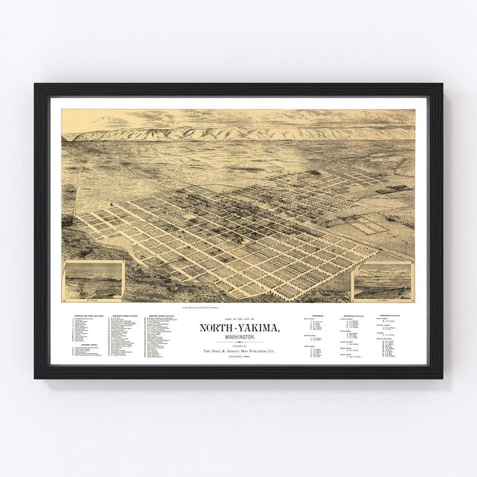 Vintage Map of North Yakima, Washington 1889