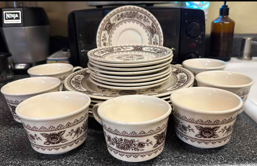Set of Royal China USA "Hampshire Brown" Dinnerware