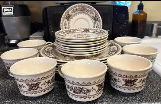 Set of Royal China USA "Hampshire Brown" Dinnerware