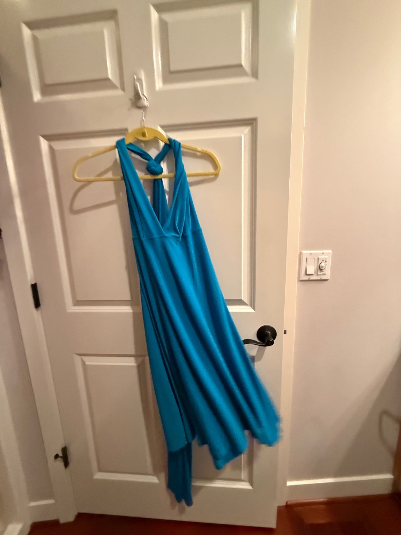 S-Turquoise, blue convertible, multiway halter dress