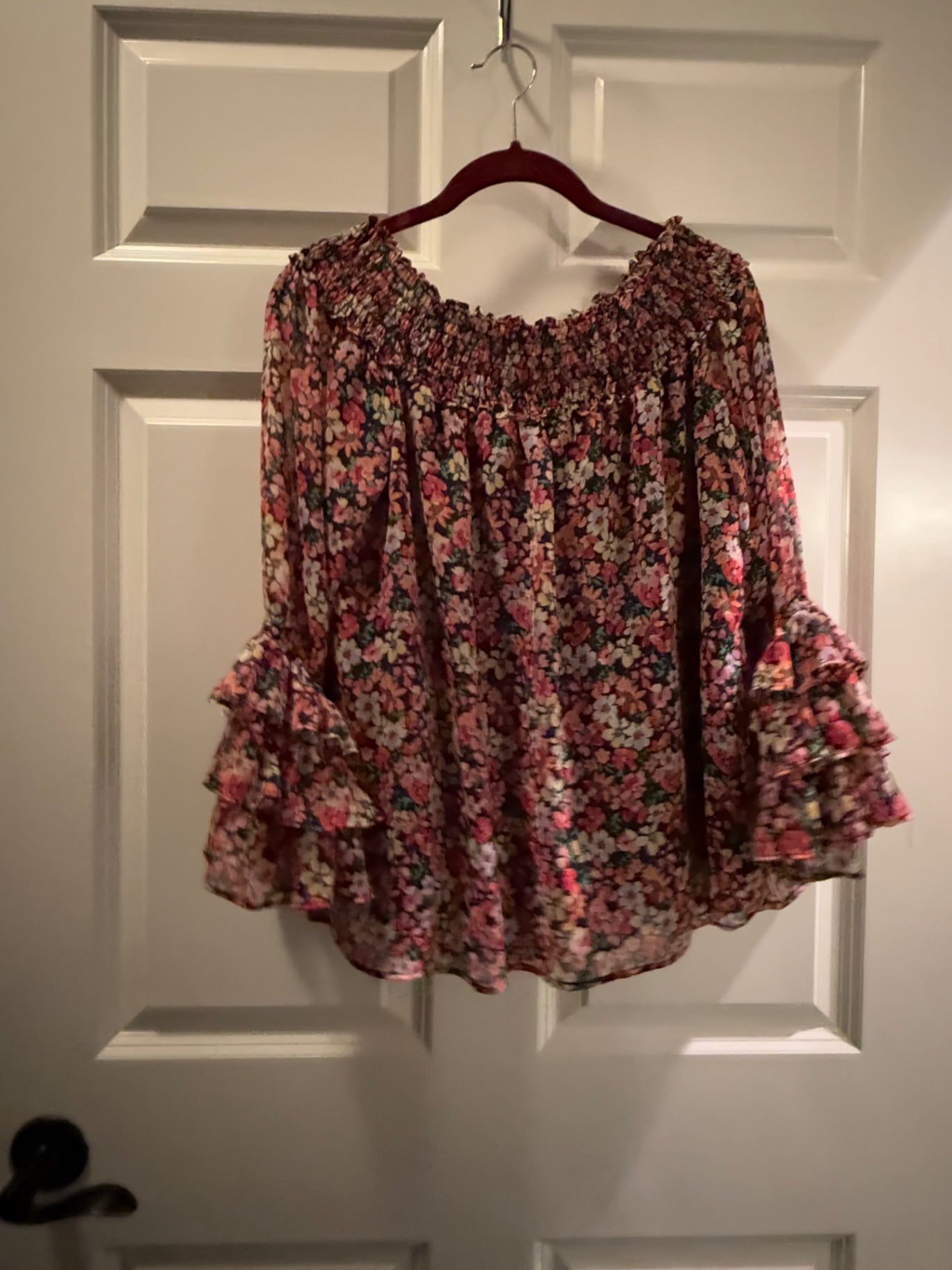 S-CeCe Multicolor Chiffon or similar sheer fabric Medium Blouse Very Good