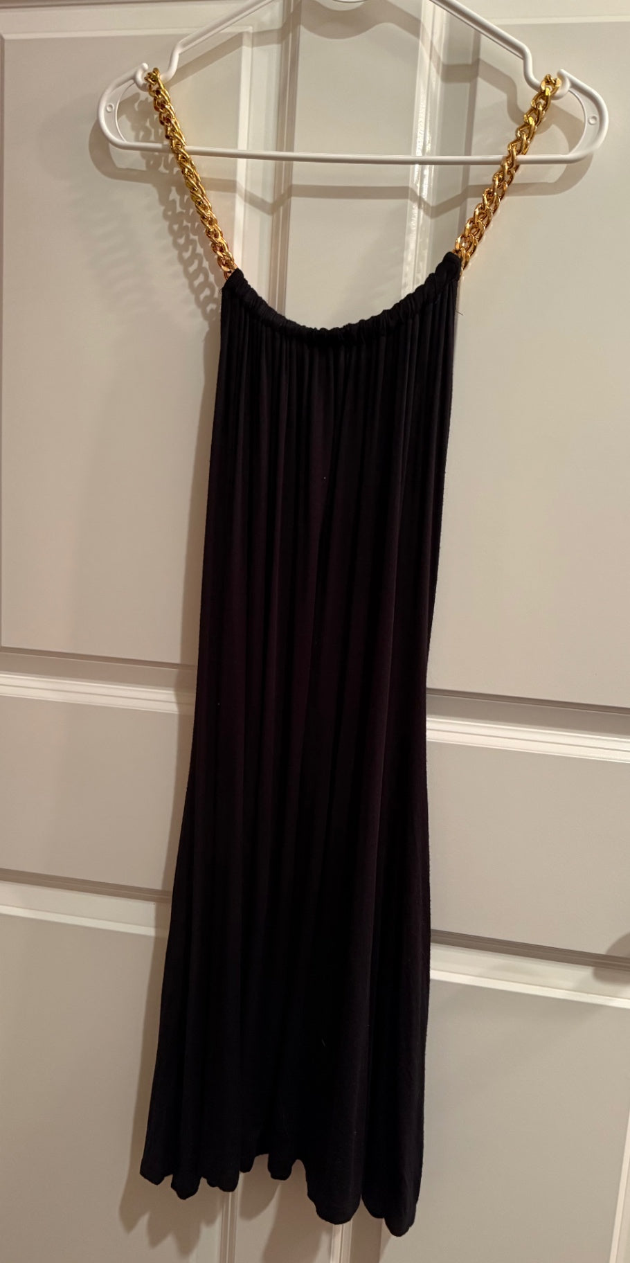 S-Monteau Black Fabric with chain straps M/L Dress Very Good