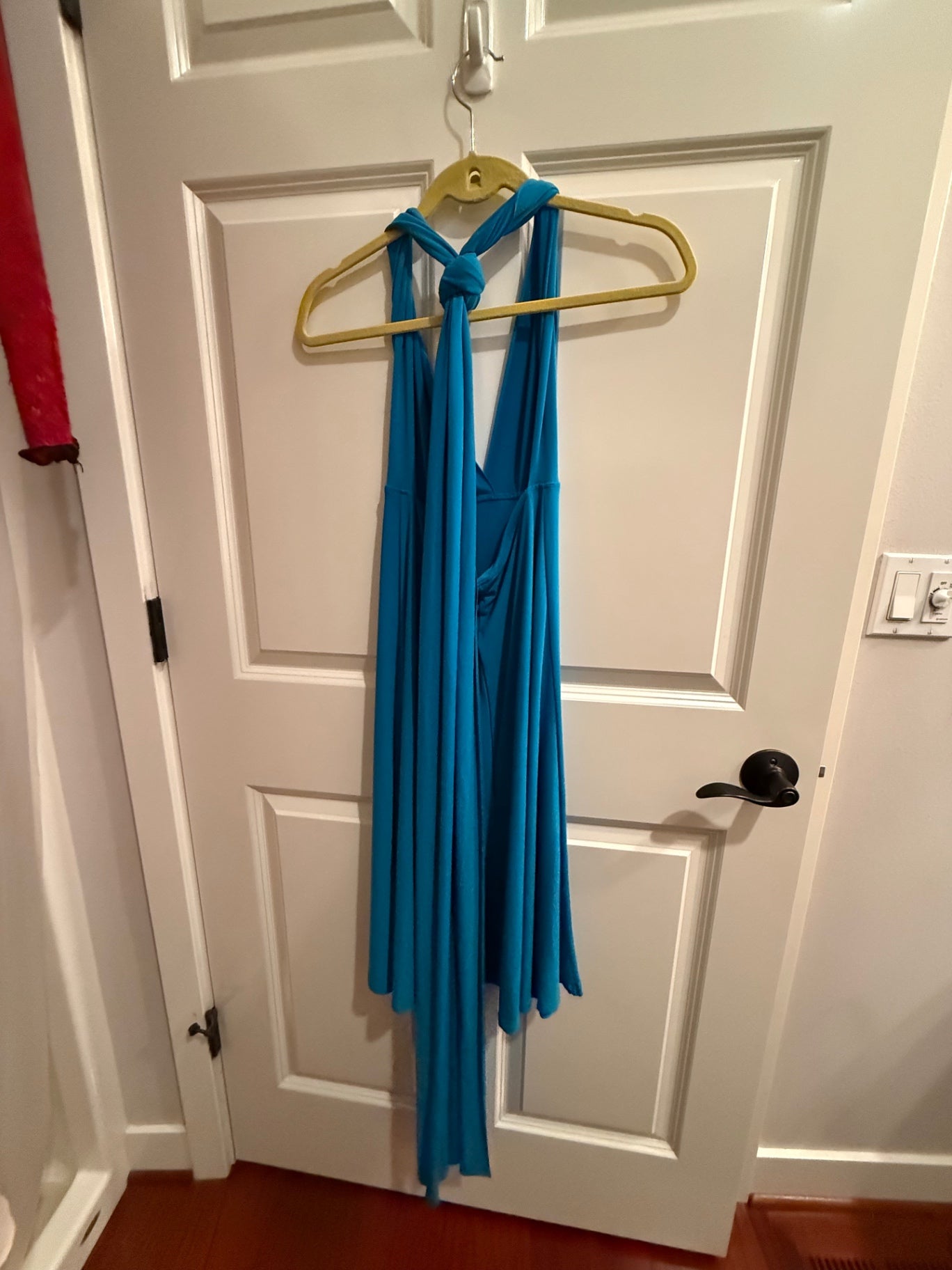 S-Turquoise, blue convertible, multiway halter dress