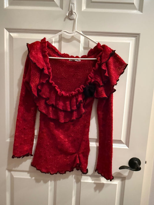 S-Zone Bleue Paris Red Knitted fabric M/L Sweater Acceptable