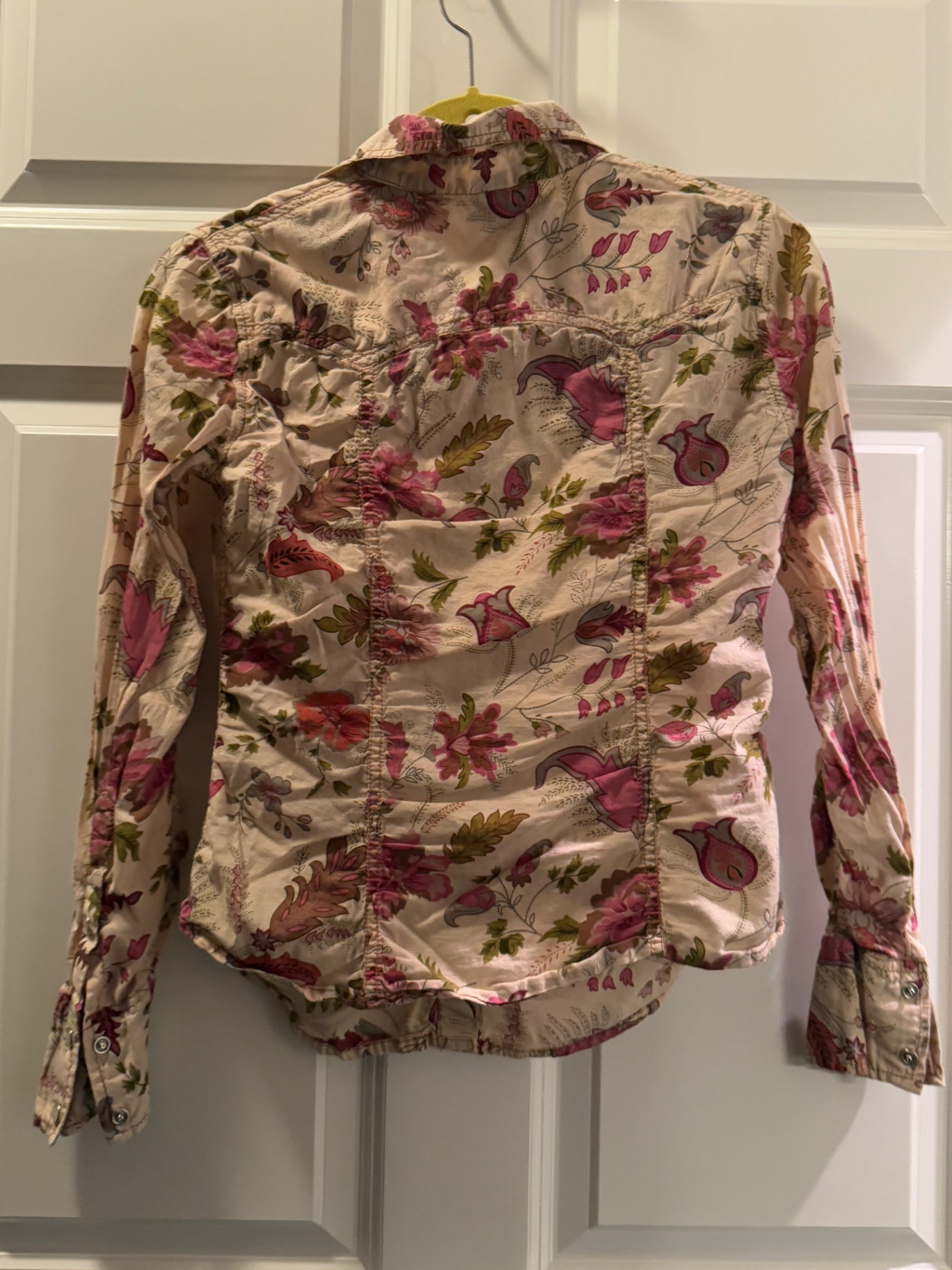 S-Gap Beige with pink, red, green, and purple floral pattern Cotton 0 Shirt Good