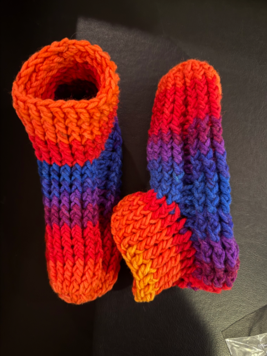 Luster & Loom - Handmade Multicolor (Red, Orange, Purple, Blue, Yellow) Yarn Medium Socks New without tags