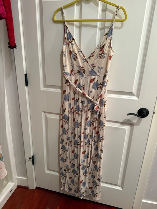 S-American Eagle Beige with multicolor floral print Lightweight cotton S/M Jumpsuit Good