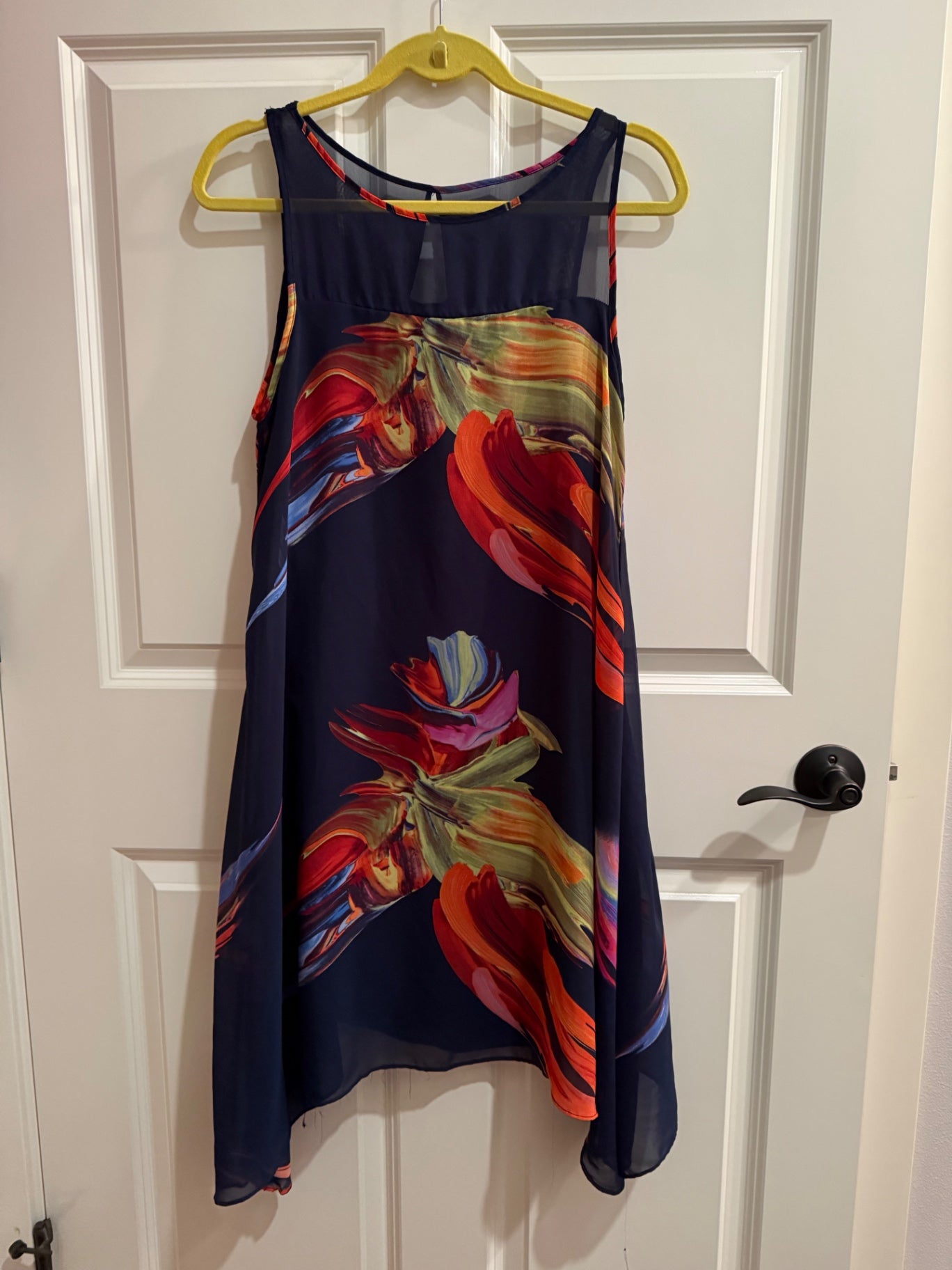 S-Signature by Robbie Lee Navy blue with multicolor floral pattern Chiffon 6 Dress