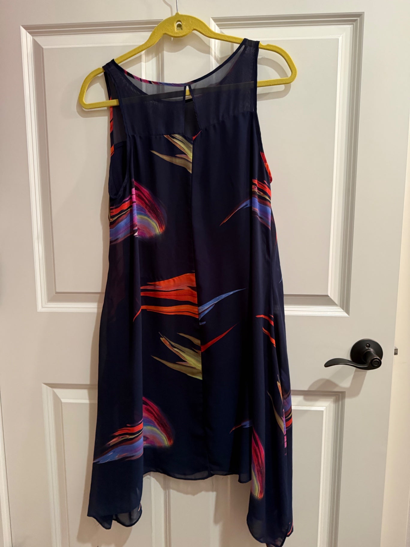 S-Signature by Robbie Lee Navy blue with multicolor floral pattern Chiffon 6 Dress