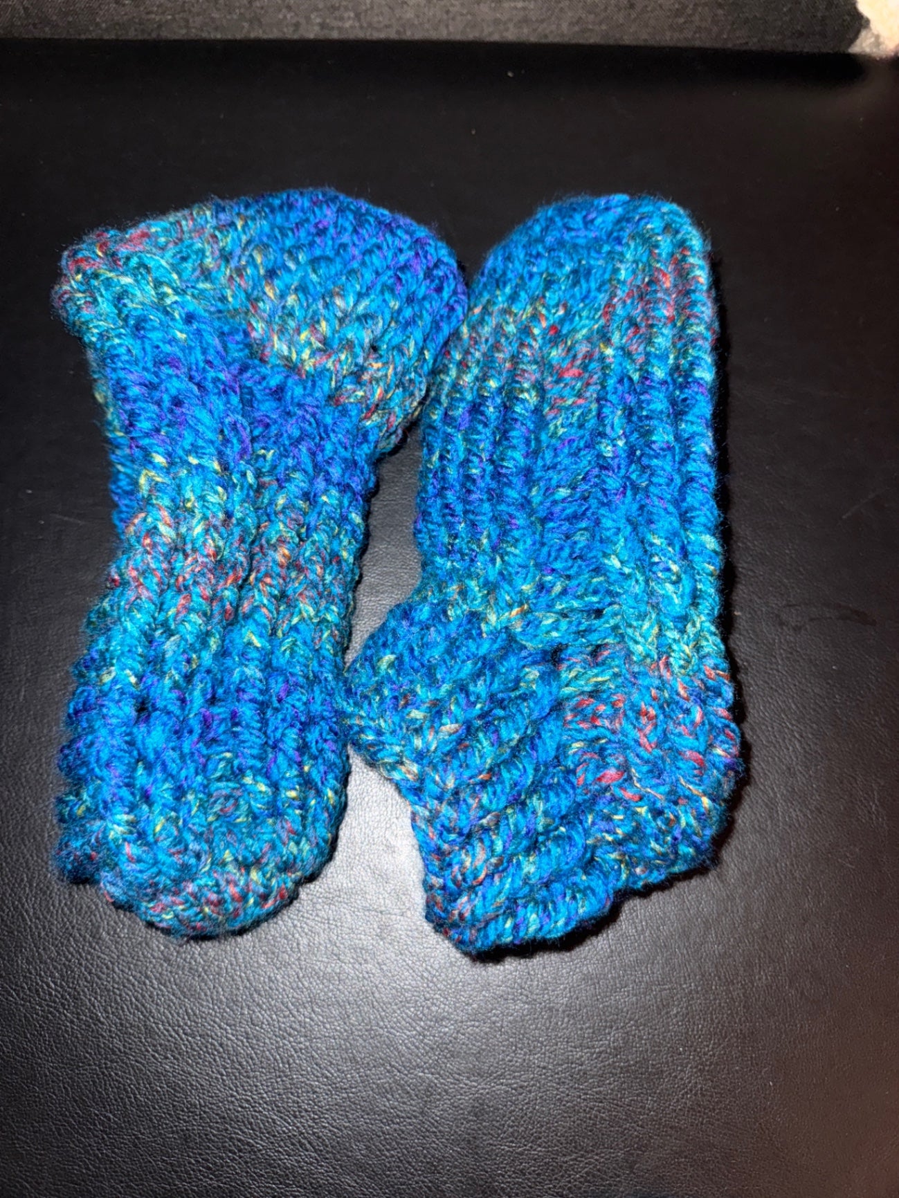 Luster & Loom - Handmade Blue multicolor Wool or acrylic blend Socks