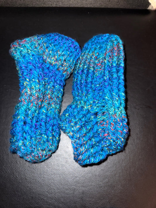 Luster & Loom - Handmade Blue multicolor Wool or acrylic blend Socks