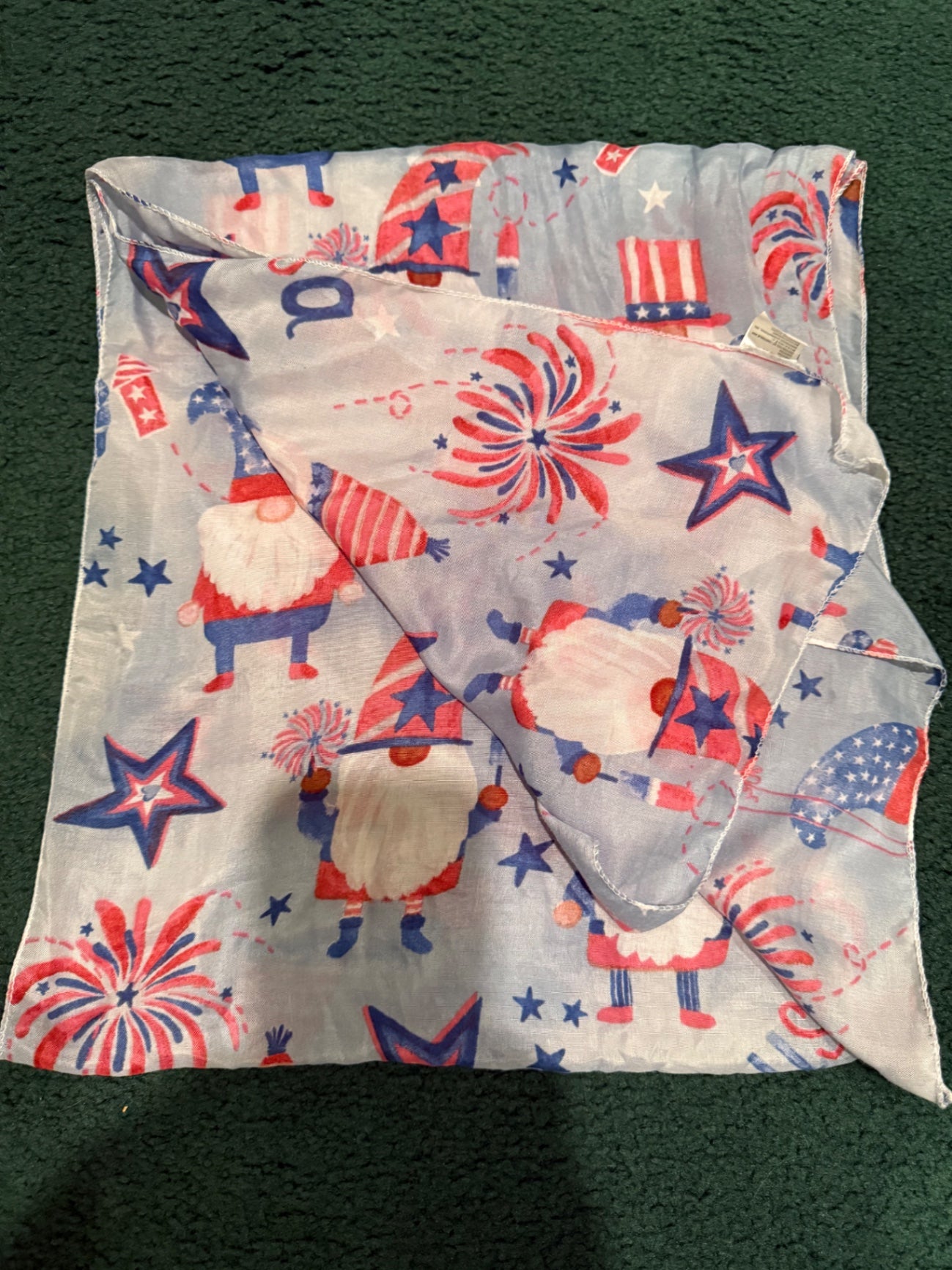 S-Red, White, Blue Cotton Scarf