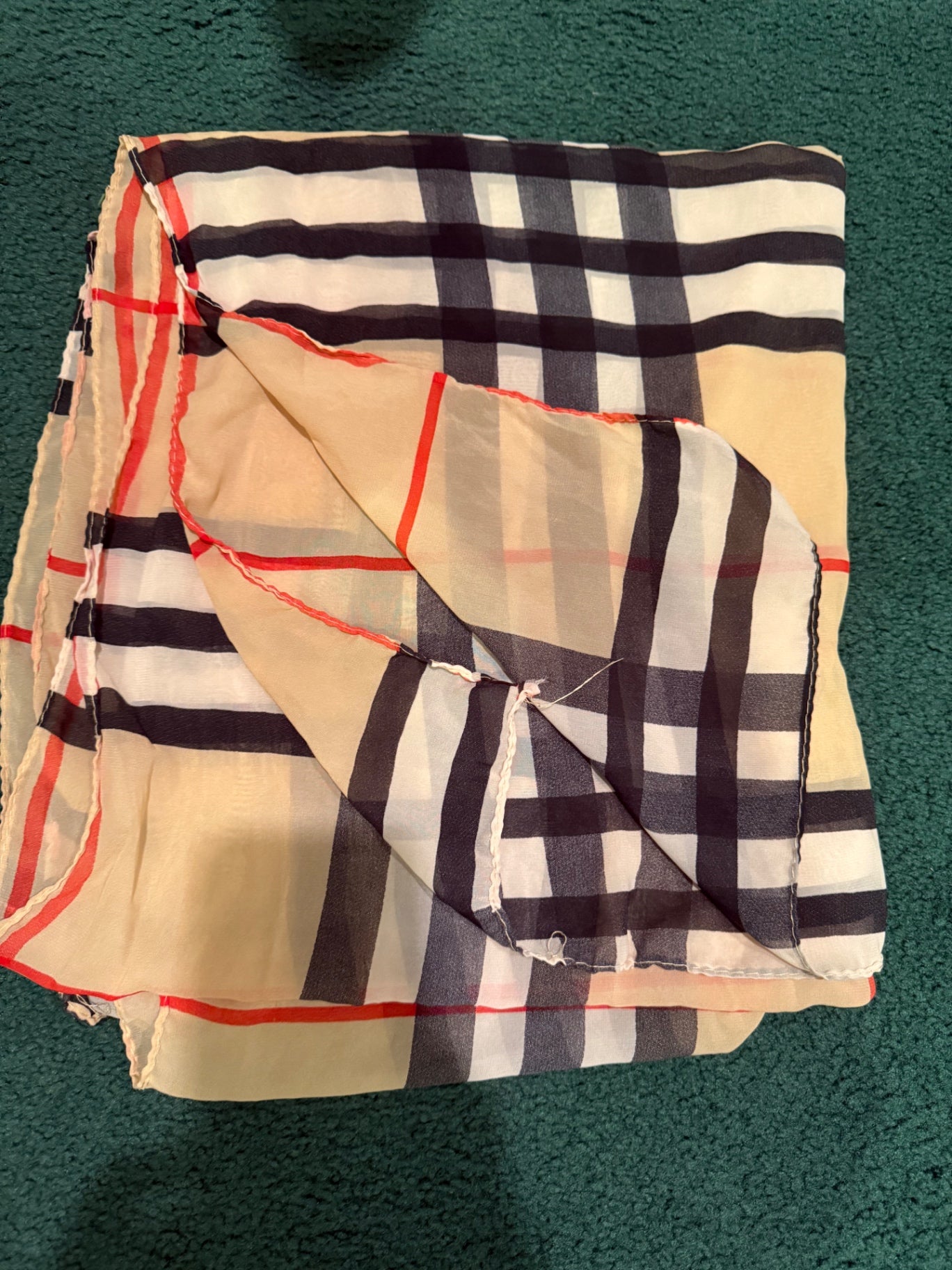 S-Beige, Black, Red Fabric (likely cotton or silk blends) Scarf