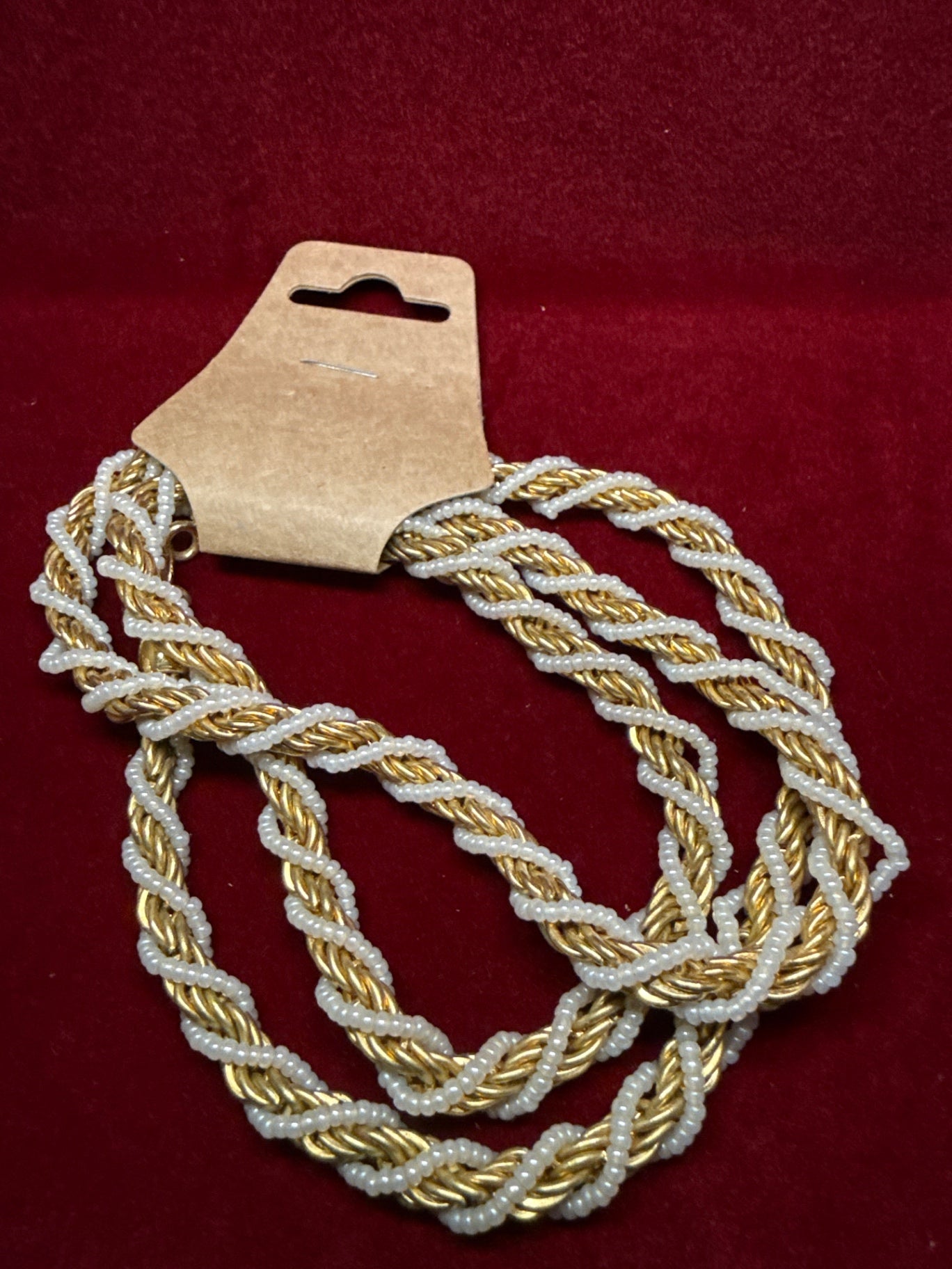 Luster & Loom Trifari Gold and White Metal and Pearls Necklace