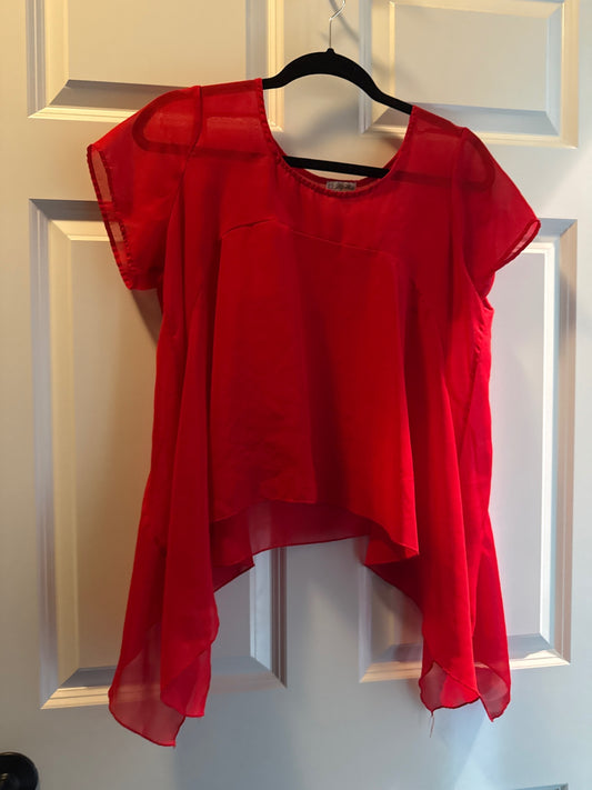 S-Red Chiffon Blouse