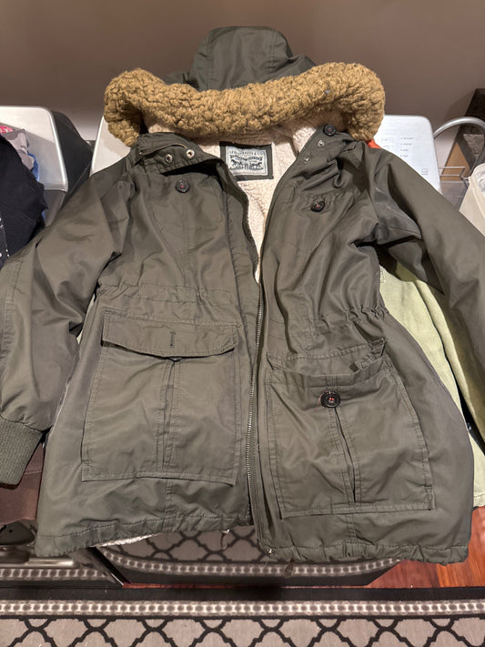 S-Levi's Olive green Nylon, fur lining Jacket