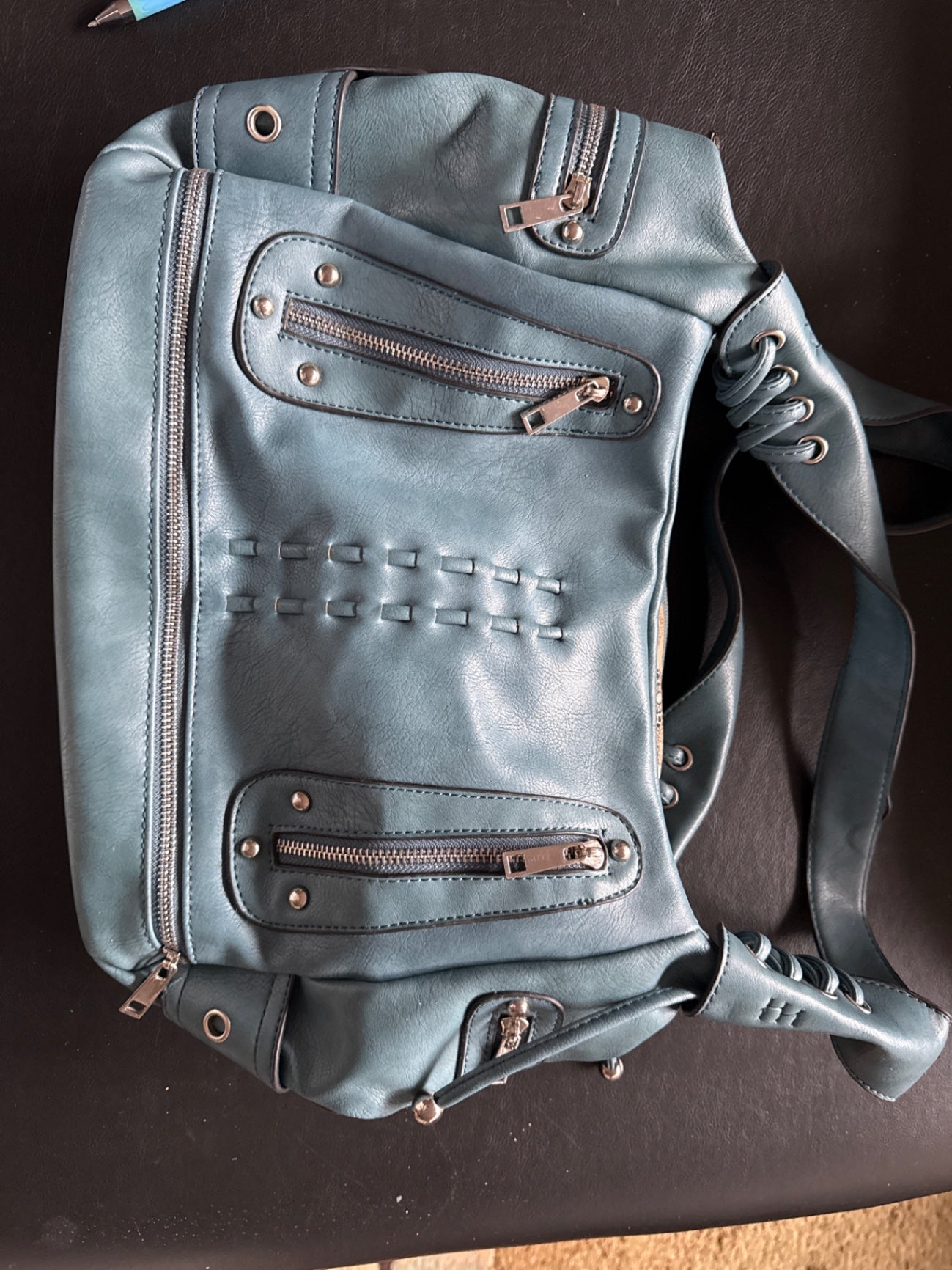 S- Teal Faux leather or Leather Bag Good