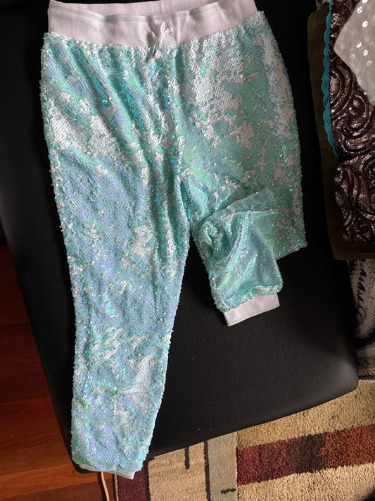 S-More than magic Iridescent light blue/green Sequin fabric and cotton Sweatpants Very good