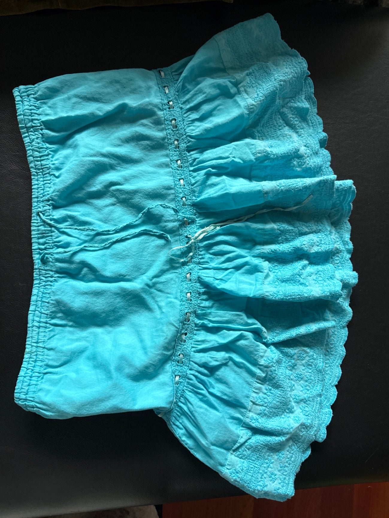 S- Turquoise Cotton 7/8 Skirt