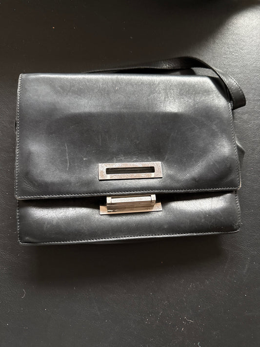 S-Gucci Black Leather Handbag